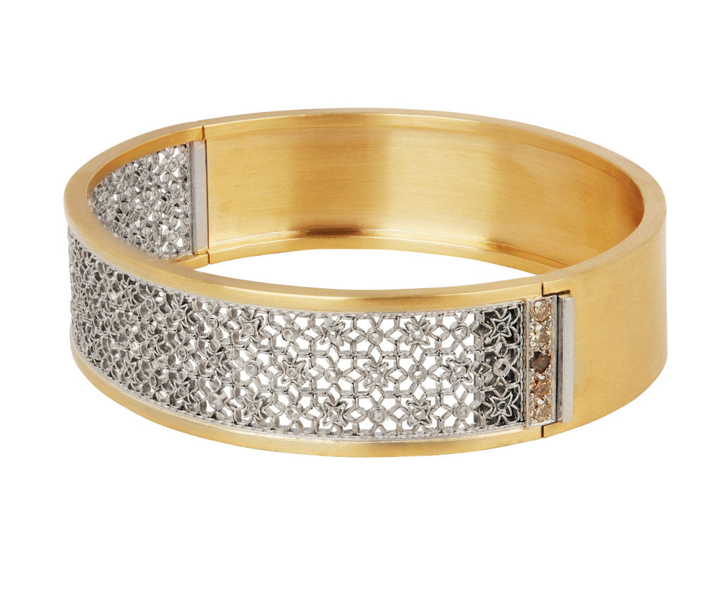 Wide Platinum and Gold Cuff Bracelet