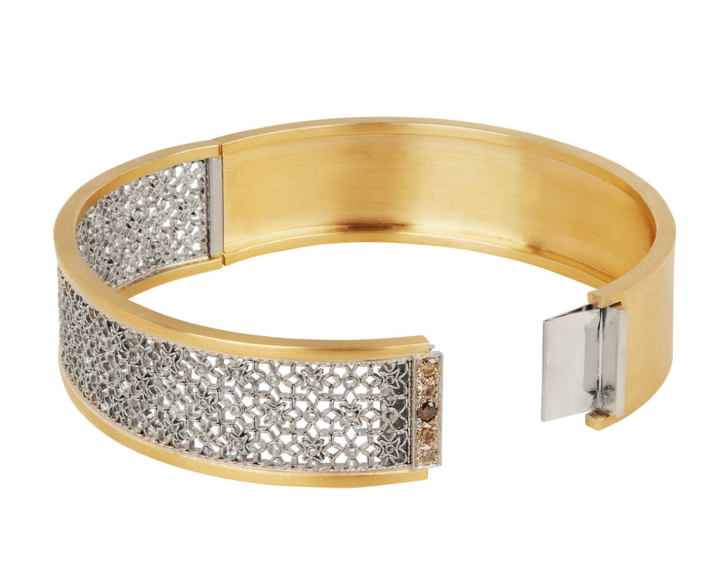 Wide Platinum and Gold Cuff Bracelet