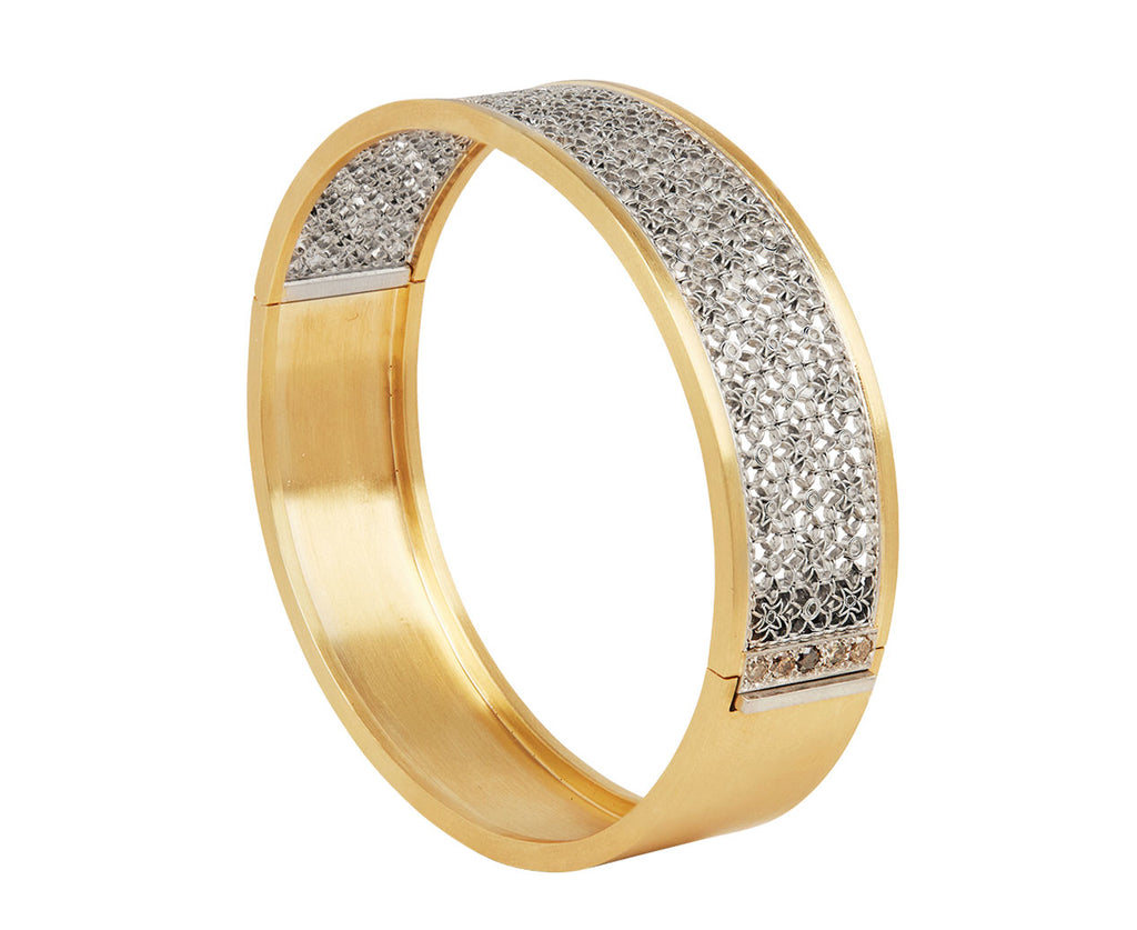 Wide Platinum and Gold Cuff Bracelet