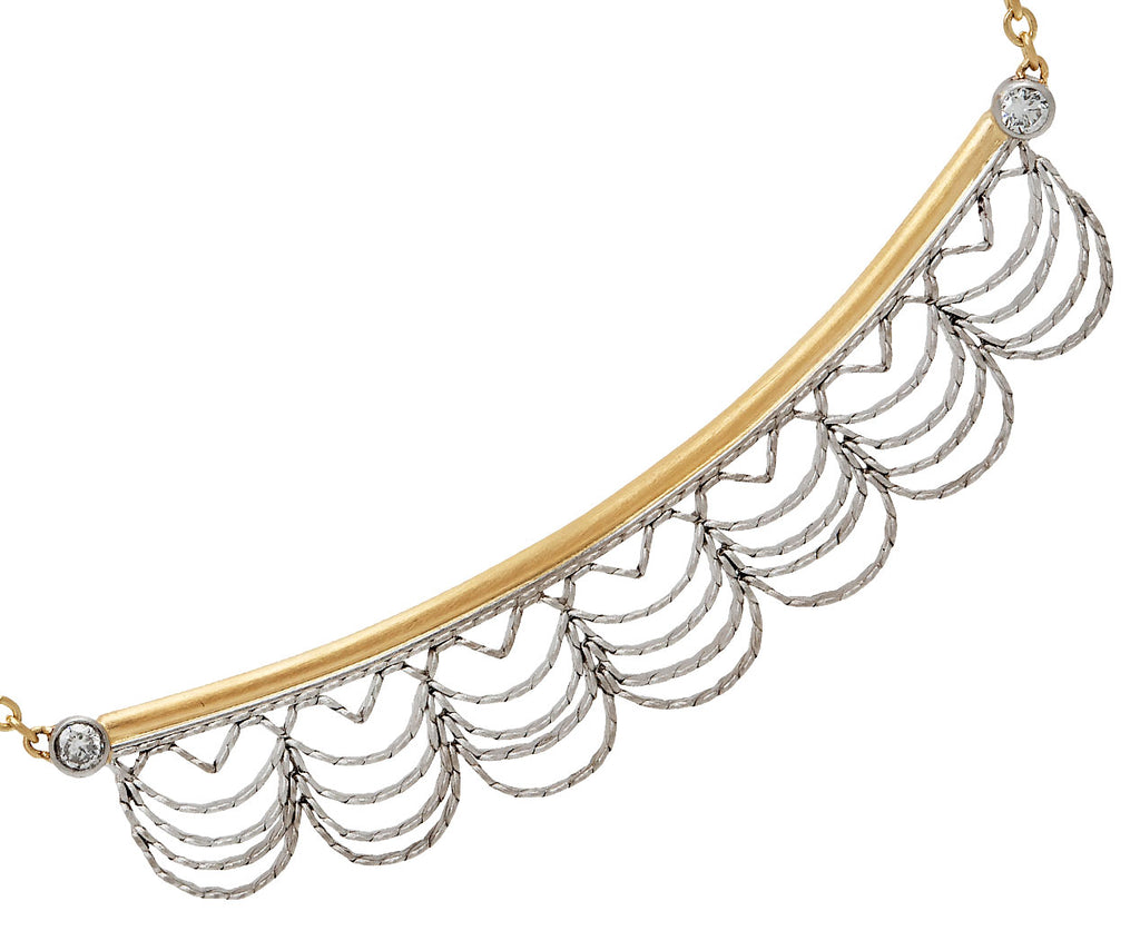 Diamond Scalloped Pendant Necklace