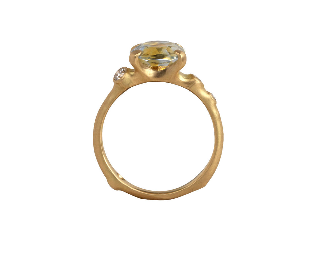 Oval Montana Sapphire and Diamond Cluster Ring