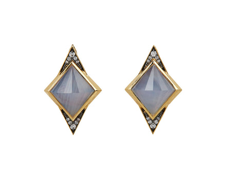 Blue Moon Quartz and Diamond Vedana Dormeuse Earrings - TWISTonline 