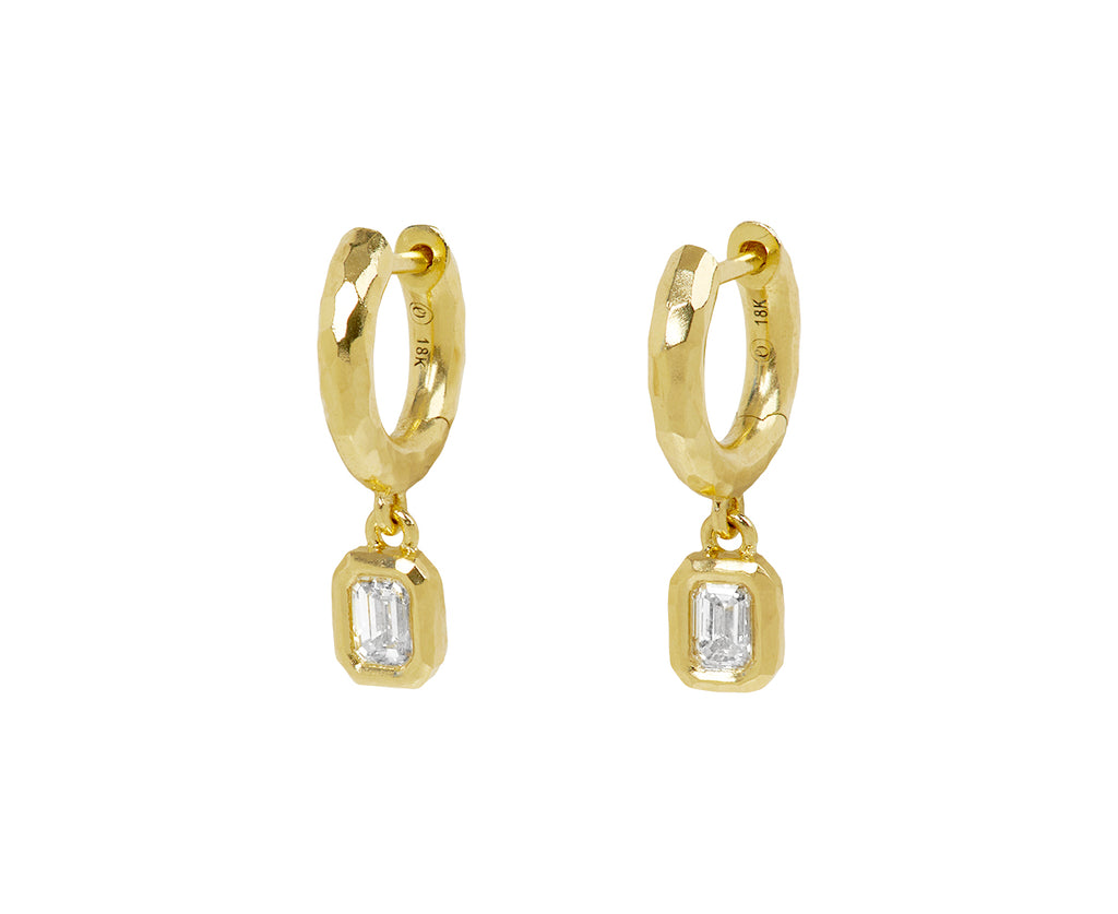 Octavia Elizabeth Emerald Cut Diamond Hidden Gem Earrings