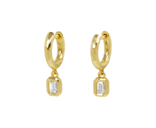 Octavia Elizabeth Emerald Cut Diamond Hidden Gem Earrings