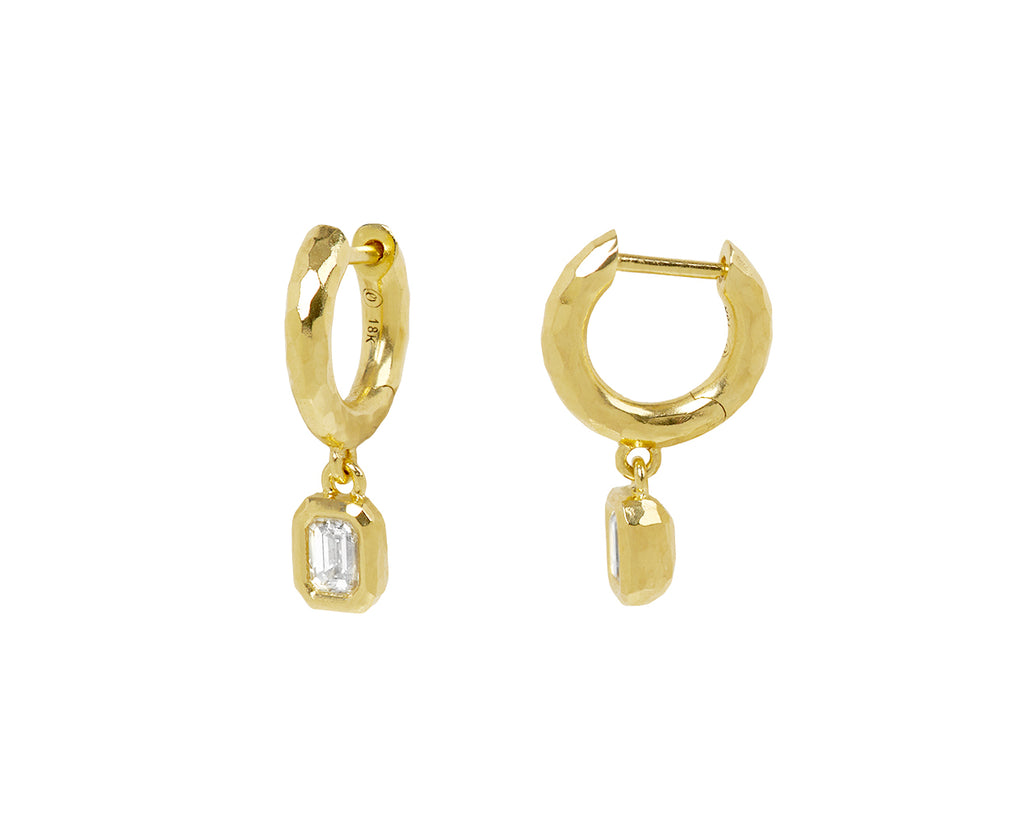 Emerald Cut Diamond Hidden Gem Earrings