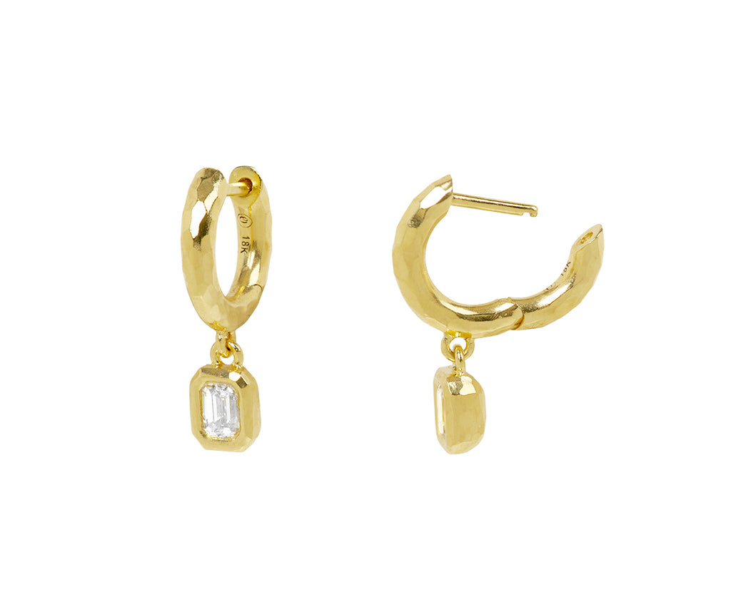 Emerald Cut Diamond Hidden Gem Earrings