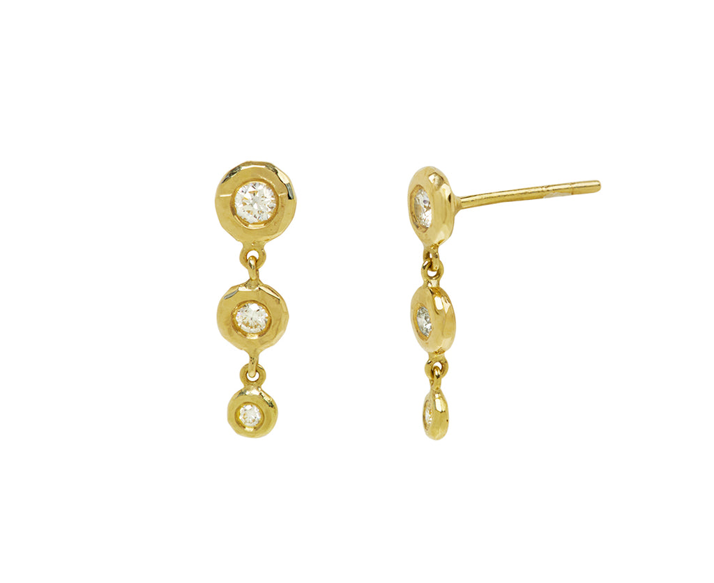 Octavia Elizabeth Tiered Three Diamond Nesting Gem Drop Earrings Side