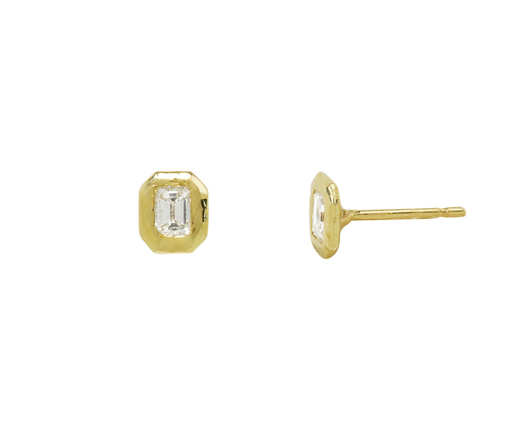 Emerald Cut Diamond Nesting Gem Stud Earrings