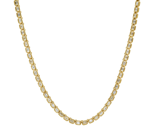 Petite Emerald Cut Diamond Nesting Gem Tennis Necklace