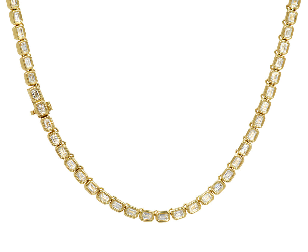 Petite Emerald Cut Diamond Nesting Gem Tennis Necklace