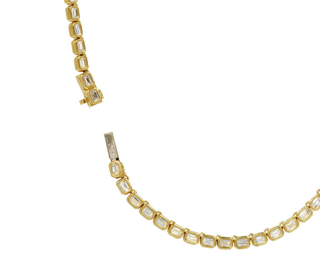Petite Emerald Cut Diamond Nesting Gem Tennis Necklace