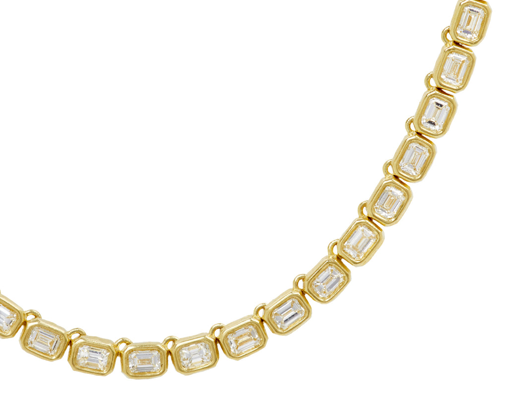 Petite Emerald Cut Diamond Nesting Gem Tennis Necklace