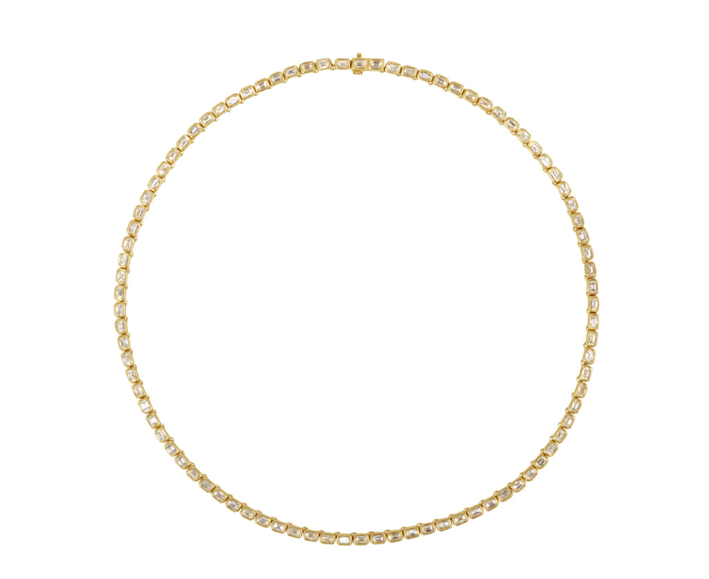 Petite Emerald Cut Diamond Nesting Gem Tennis Necklace
