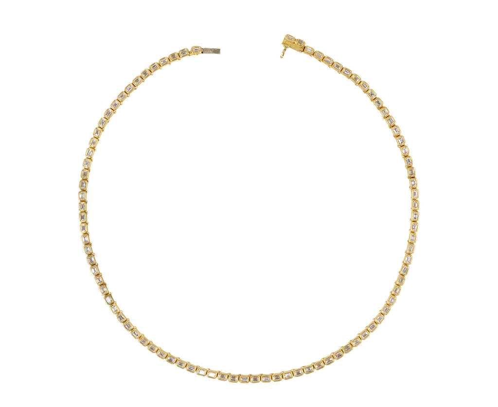 Petite Emerald Cut Diamond Nesting Gem Tennis Necklace