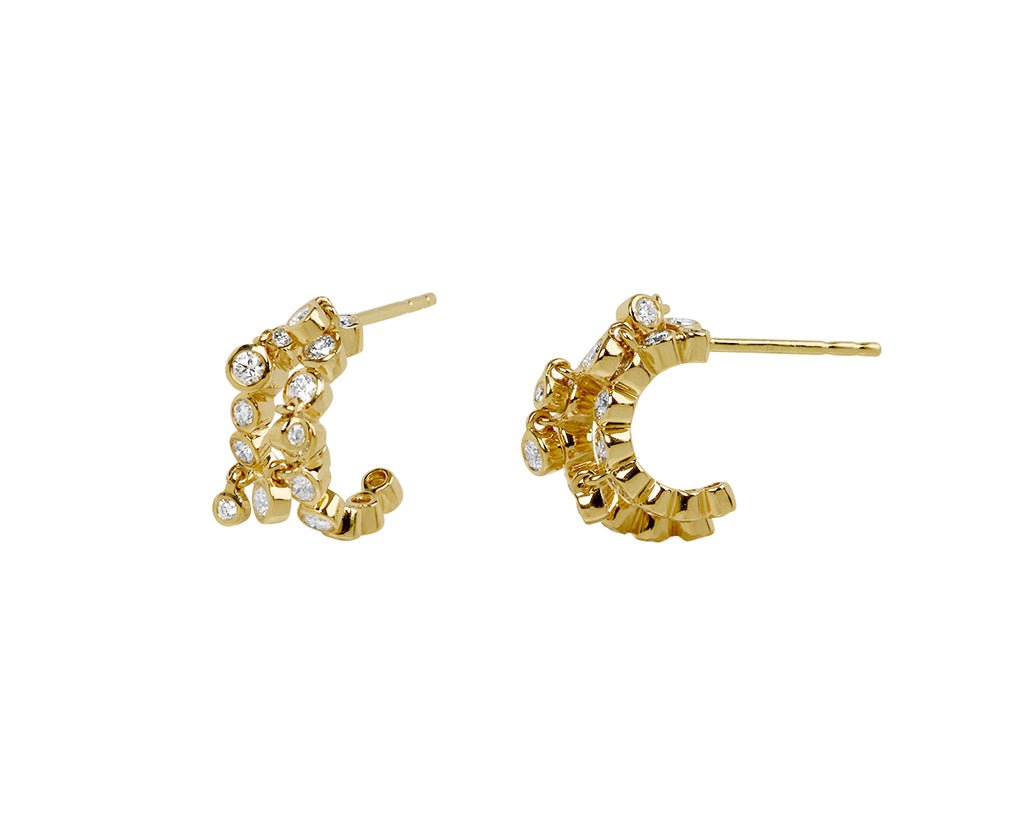 ONDYN Small Double Diamond Confetti Hoop Earrings Side