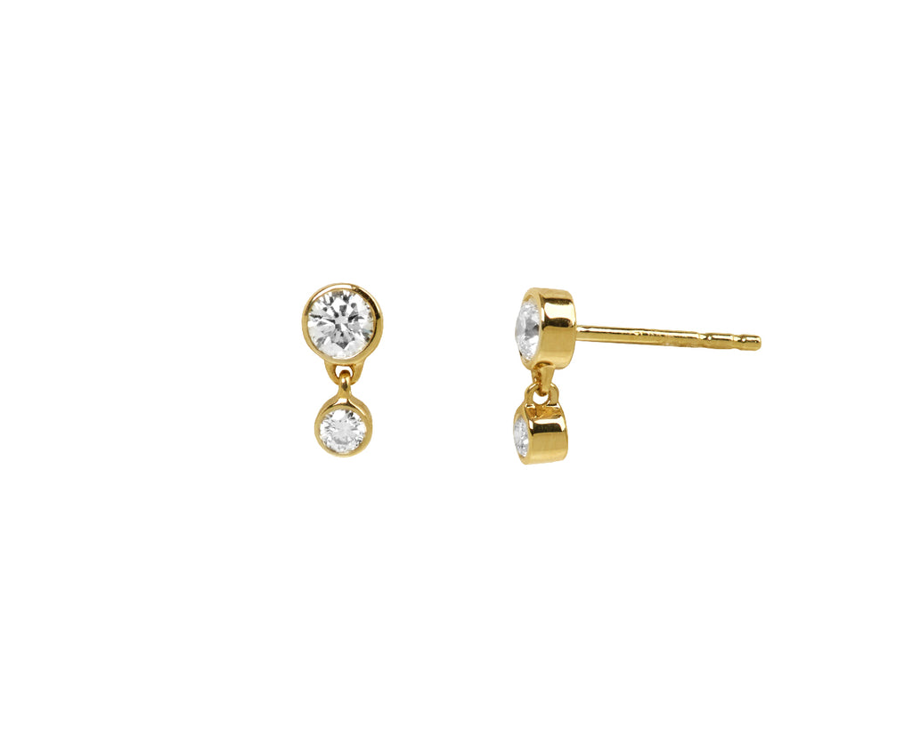 ONDYN Vera Diamond Single Drop Stud Earrings Side View