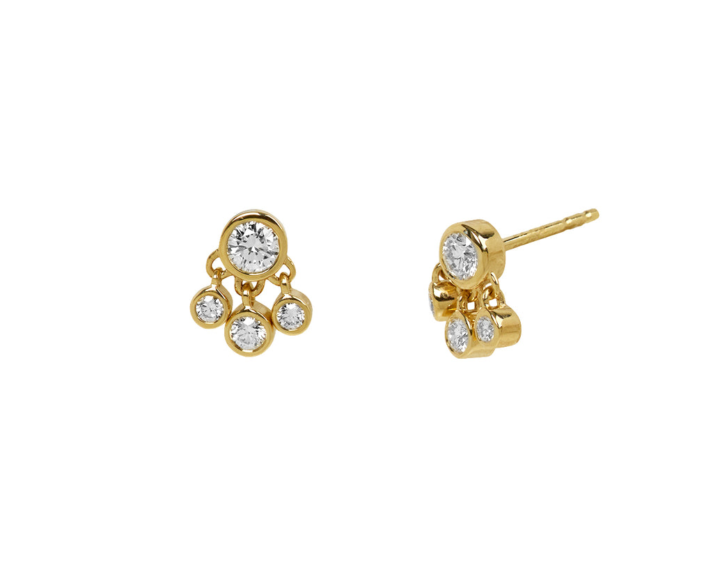 ONDYN Noor Diamond Triple Drop Stud Earrings Side View