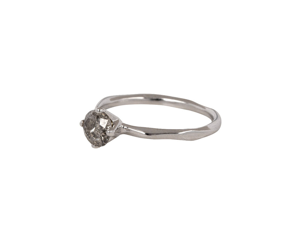 Rebecca Overmann Night Sky Light Salt and Pepper Diamond Solitiare Side View