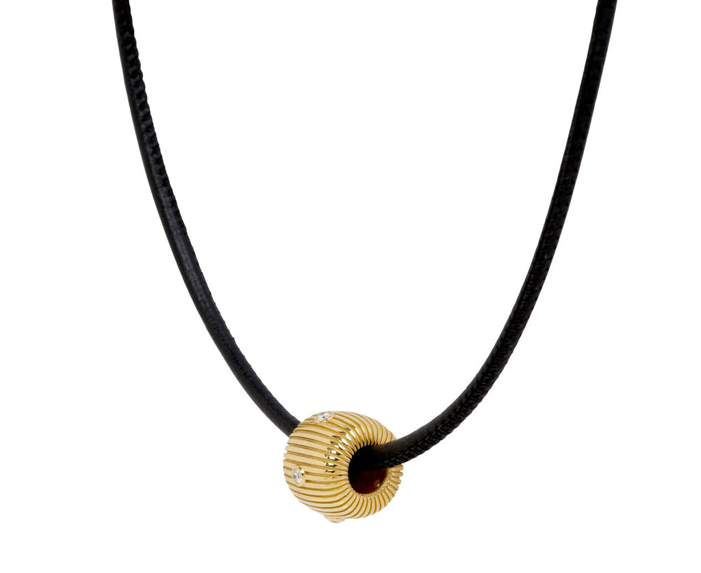 Diamond Clio Bead Leather Cord Necklace