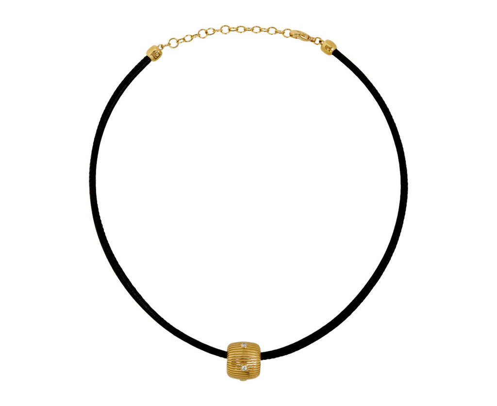 Diamond Clio Bead Leather Cord Necklace