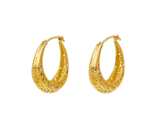 Colored Stone Small Sa Hoop Earrings - TWISTonline 