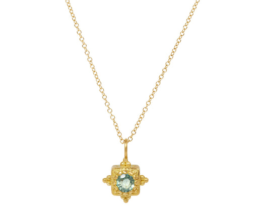 Green Sapphire Pandoras Box Pendant Necklace