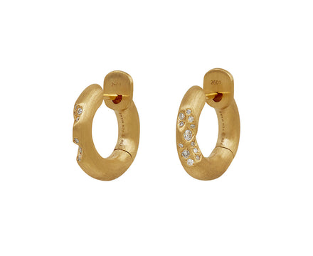 Mini Quarter Diamond Huggie Earrings
