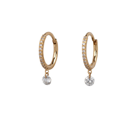 Persée Pavé Diamond Dangle Hoop Earrings