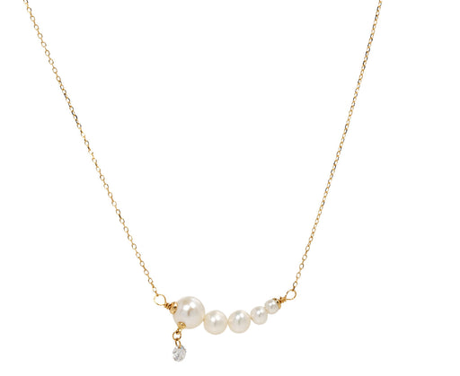 Gradiant Pearl Diamond Dangle Necklace
