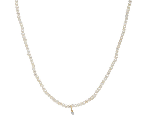 Pearl and Diamond Dangle Necklace