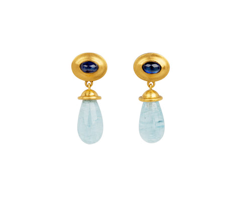 Blue Sapphire and Aquamarine Alabastra Earrings