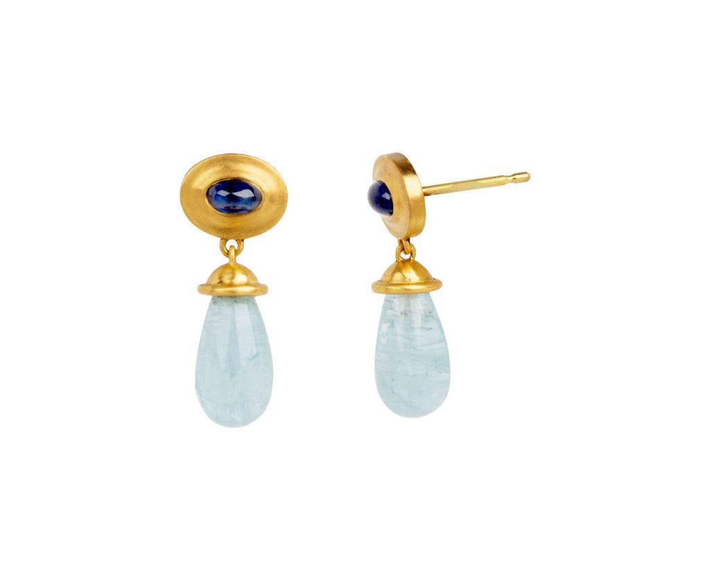 Blue Sapphire and Aquamarine Alabastra Earrings