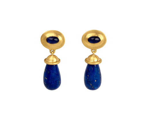 Blue Sapphire and Lapis Alabastra Drop Earrings