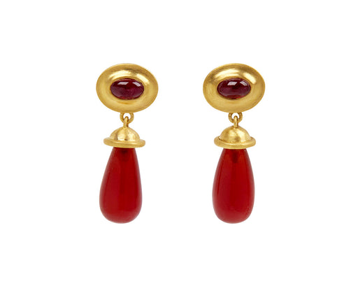 Ruby and Carnelian Alabastra Earrings