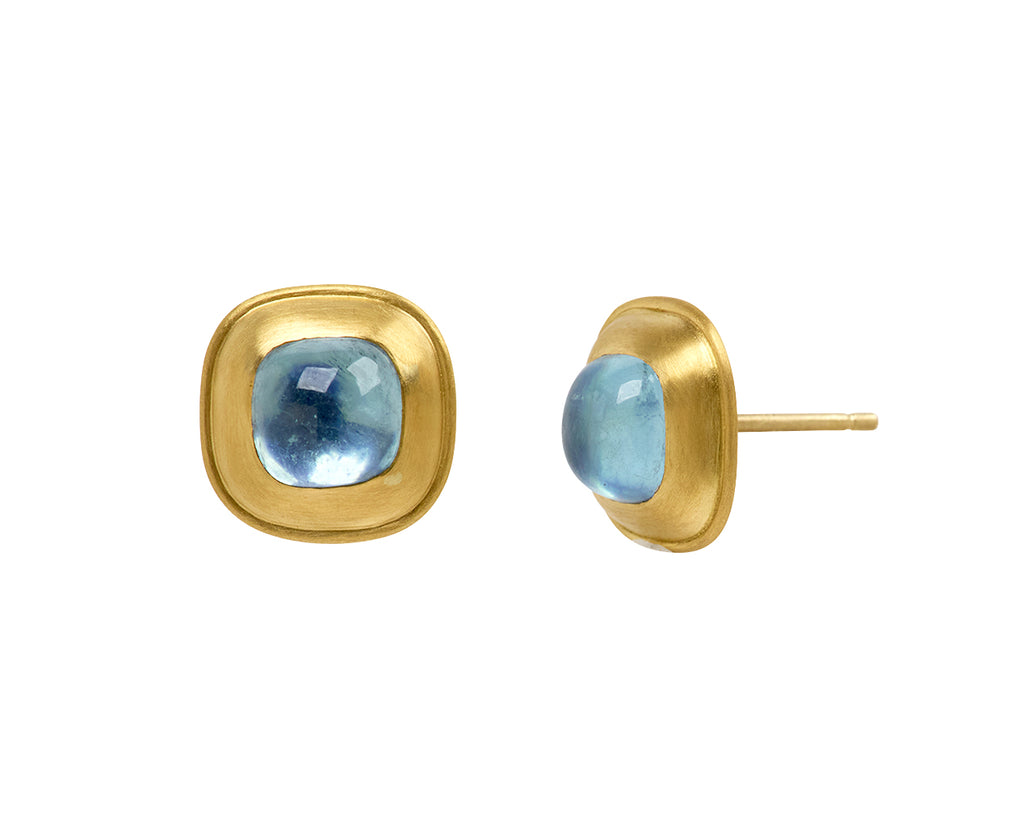 Aquamarine Cushion Capsa Stud Earring