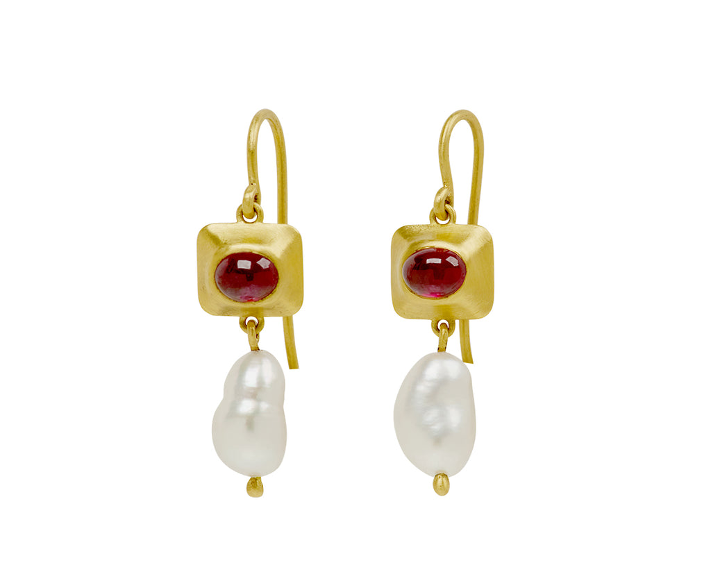 Ruby and Keshi Pearl Pinch Earrings