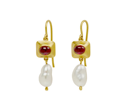 Ruby and Keshi Pearl Pinch Earrings