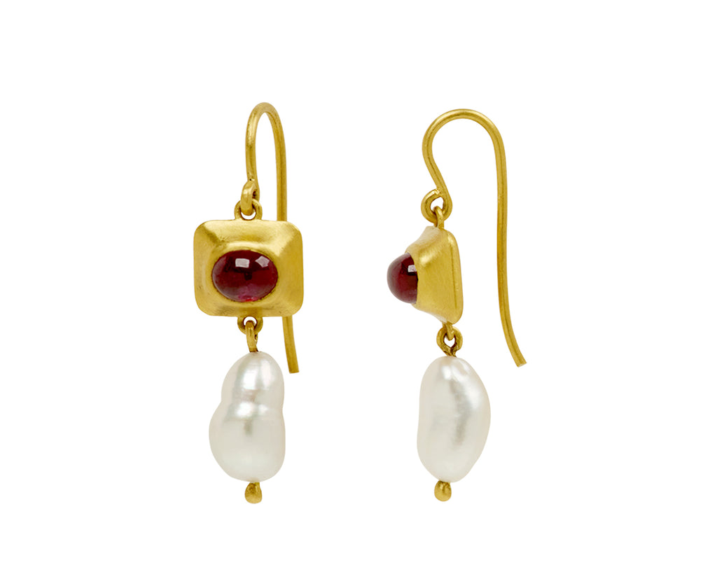Ruby and Keshi Pearl Pinch Earrings