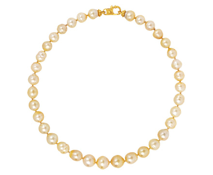 Prounis Golden South Sea Pearl Strand with Large Fibula Clasp