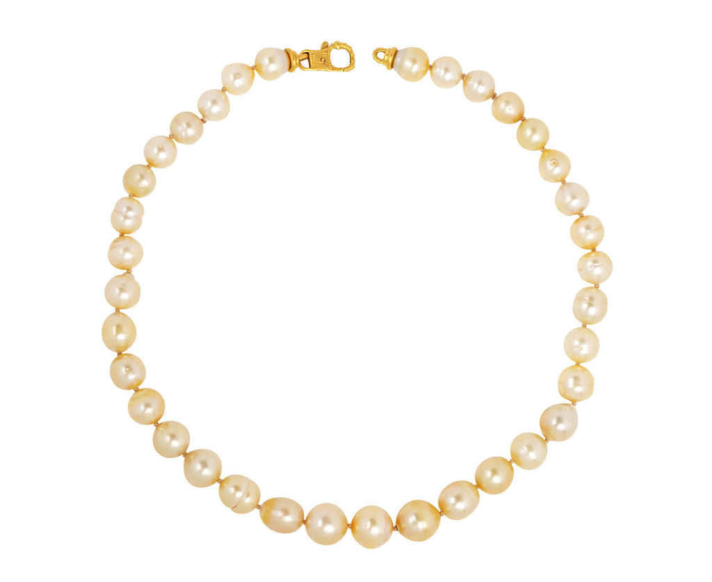 Prounis Golden South Sea Pearl Strand with Large Fibula Clasp Clasp Open