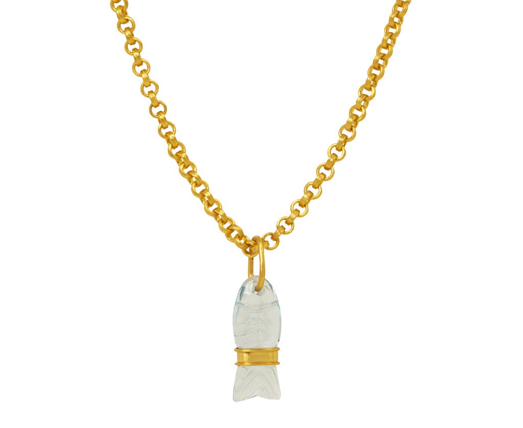 Aquamarine Carved Minnow Pendant ONLY