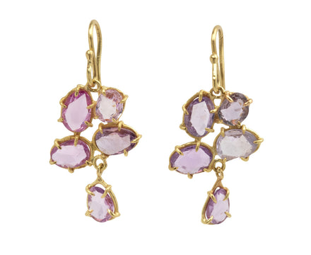 Pink Sapphire Clover Drop Earrings