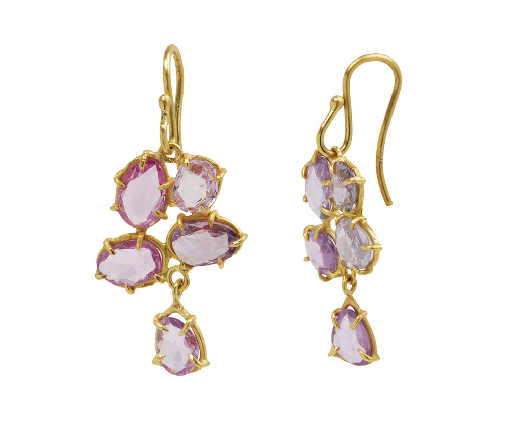 Pink Sapphire Clover Drop Earrings