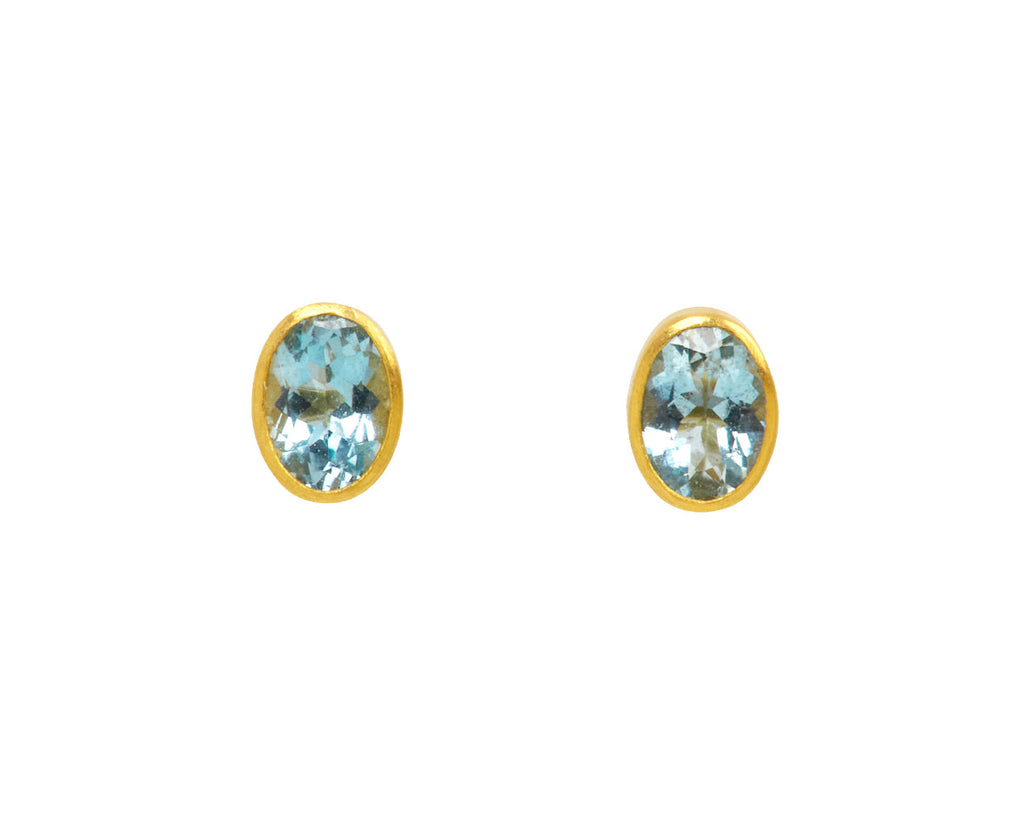 Oval Aquamarine Stud Earrings - TWISTonline 