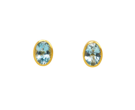 Oval Aquamarine Stud Earrings - TWISTonline 