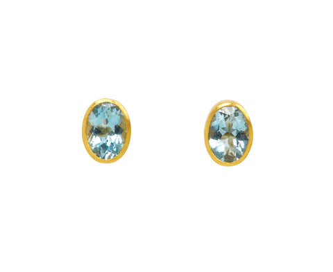 Oval Aquamarine Stud Earrings - TWISTonline 