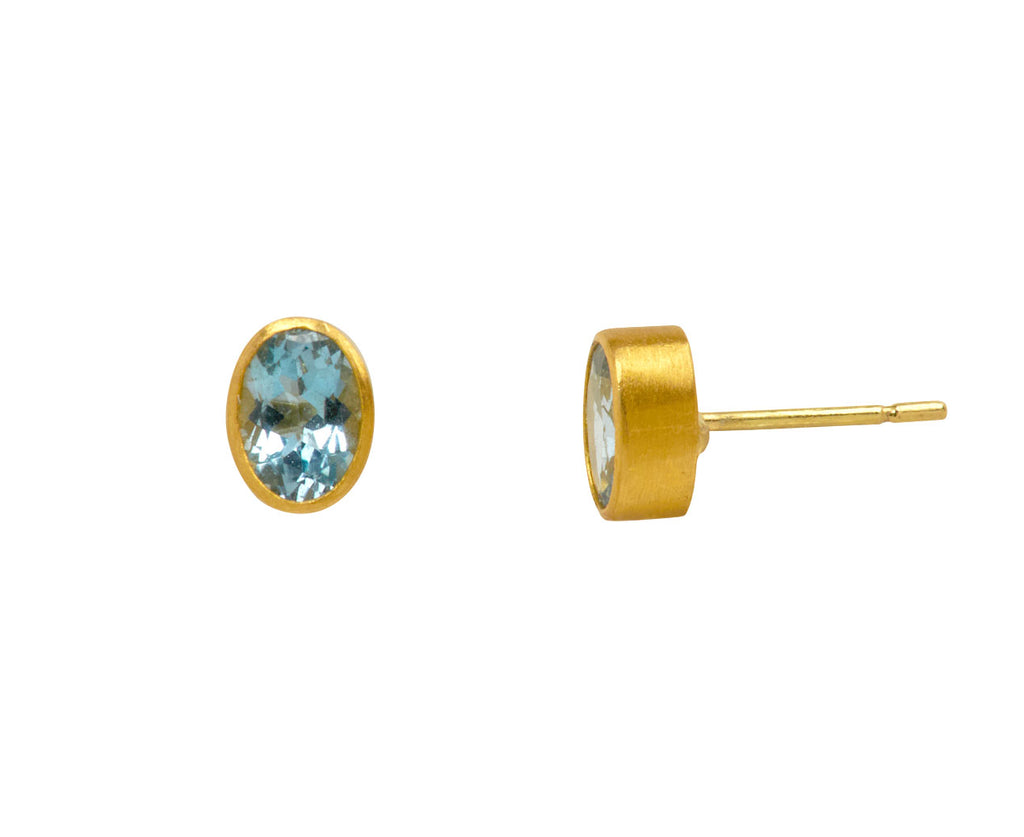 Oval Aquamarine Stud Earrings - TWISTonline 