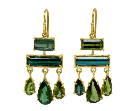 Rosanne Pugliese Green Tourmaline Layered Drop Earrings