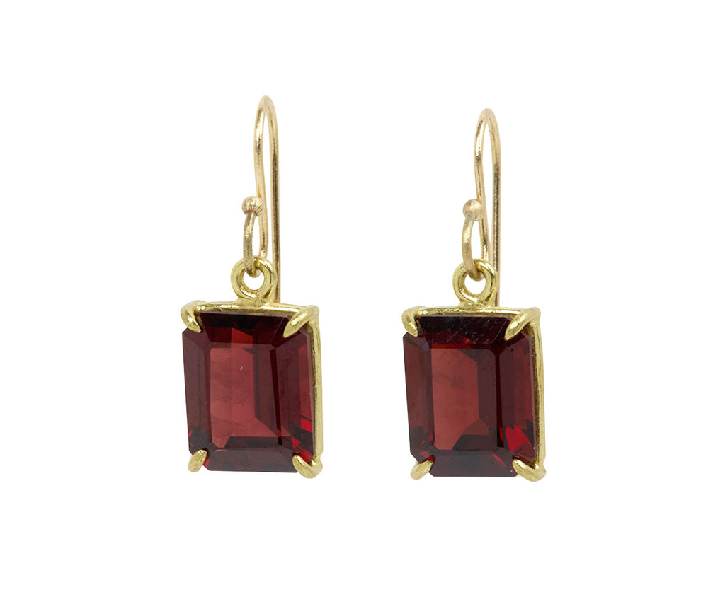 Garnet Emerald Cut Drop Earrings