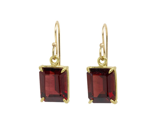 Garnet Emerald Cut Drop Earrings